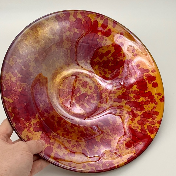 Red & Gold Glass Bowl, Large Size & EUC! - Picture 4 of 5